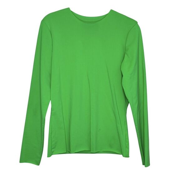 Louisa Ballou Shirt Womens XL Green Long Sleeve Stretch Pullover Recycled USA - Picture 1 of 6